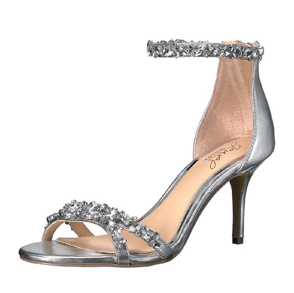 Badgley Mischka Silver Jewel Shoes